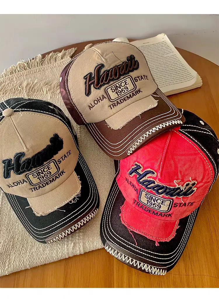 Retro Men's Letter Cap Red Black State Badge — feature 13
