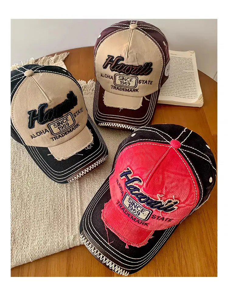 Retro Men's Letter Cap Red Black State Badge — feature 14