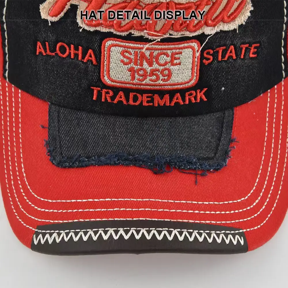 Retro Men's Letter Cap Red Black State Badge — feature 18