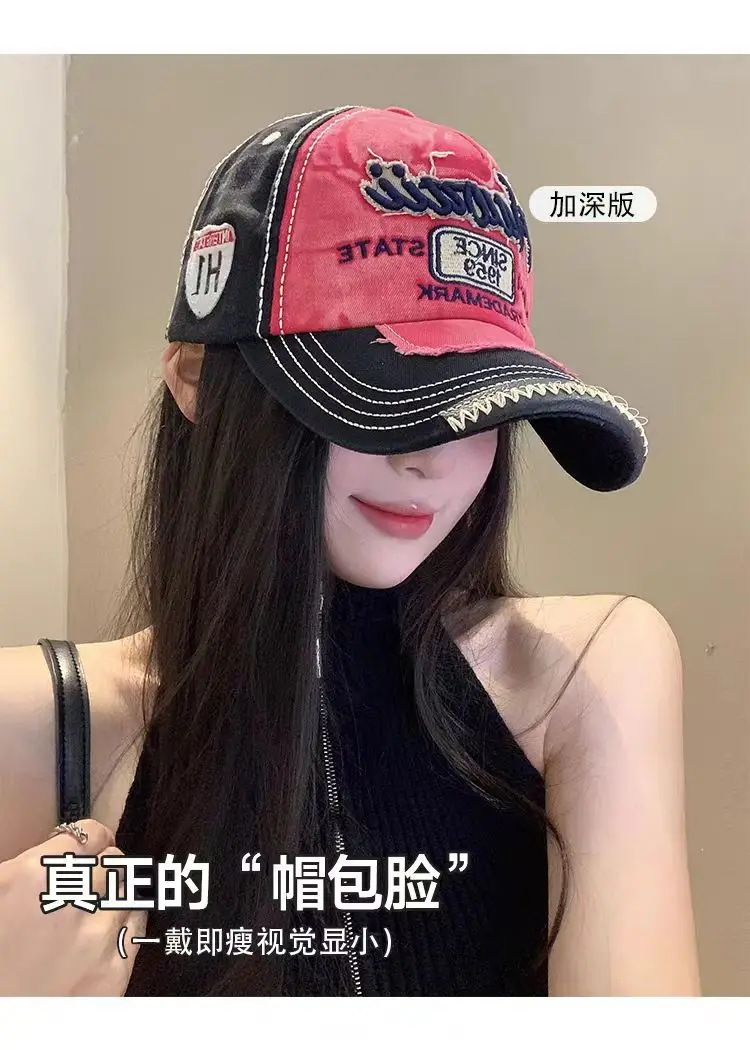 Retro Men's Letter Cap Red Black State Badge — feature 5