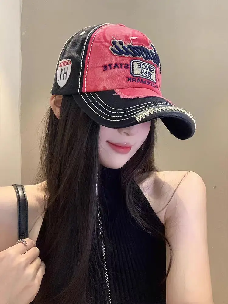 Retro Men's Letter Cap Red Black State Badge - Image 2