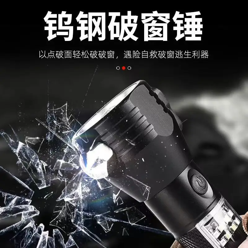 Solar Flashlight Red Black Multi-Function Quick Recharge - Image 5
