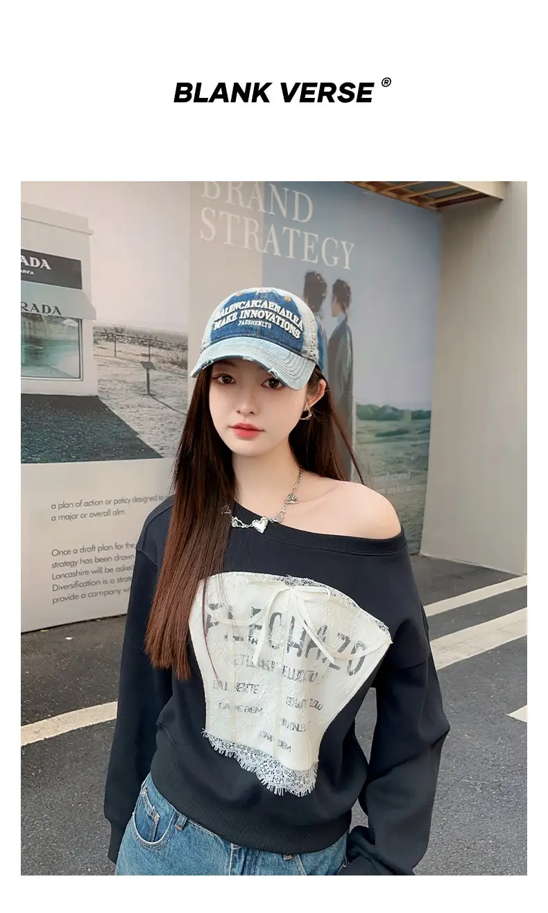 Women's Wash Denim Letter Cap Sunshade Hat — feature 3