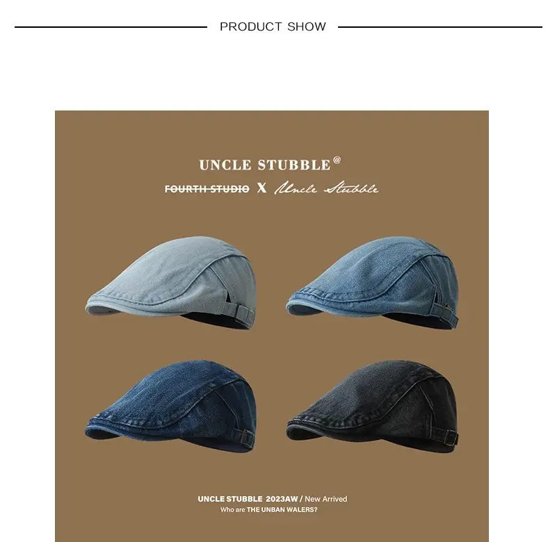 Men Denim Sunshade Cap Adjustable All Match — feature 1
