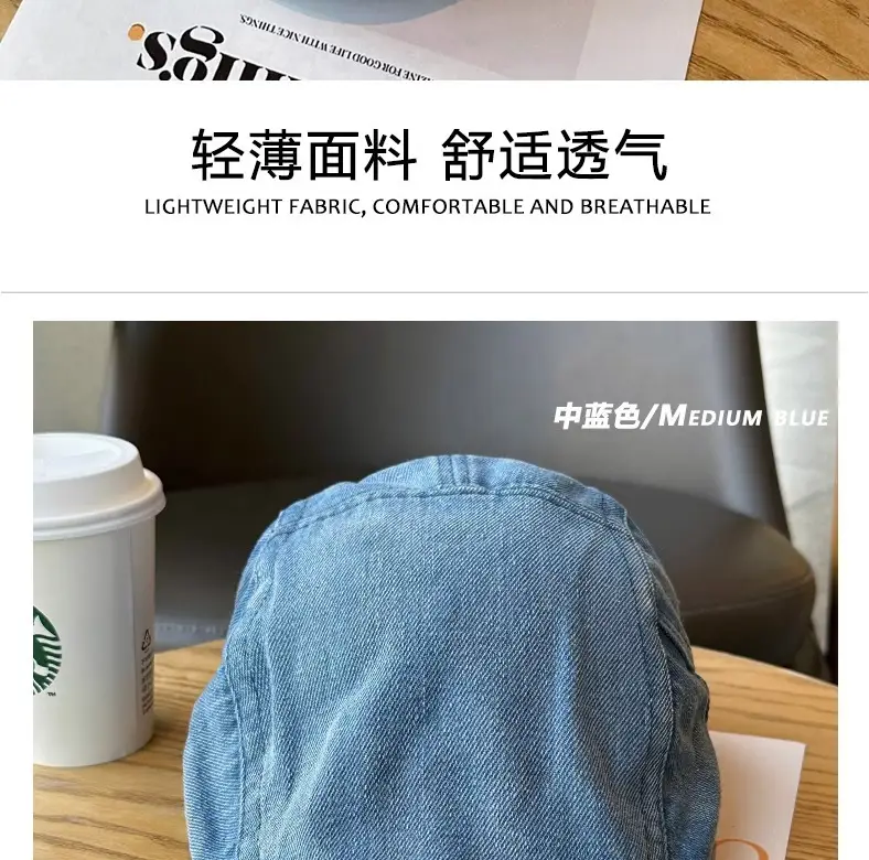 Men Denim Sunshade Cap Adjustable All Match — feature 9
