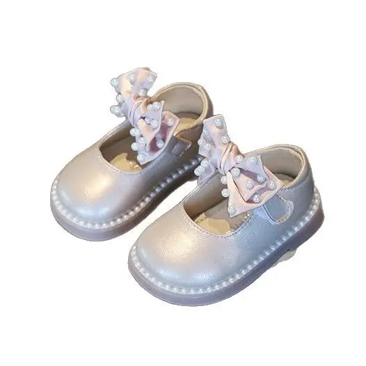 Princess Baby Shoes White Bow Soft Sole One Year Old