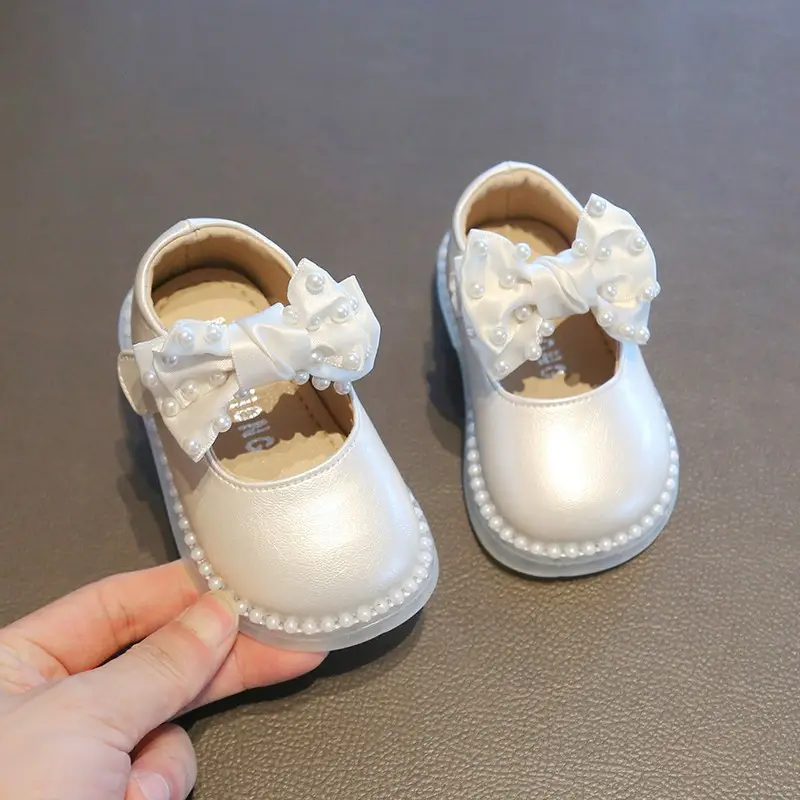 Princess Baby Shoes White Bow Soft Sole One Year Old — feature 3