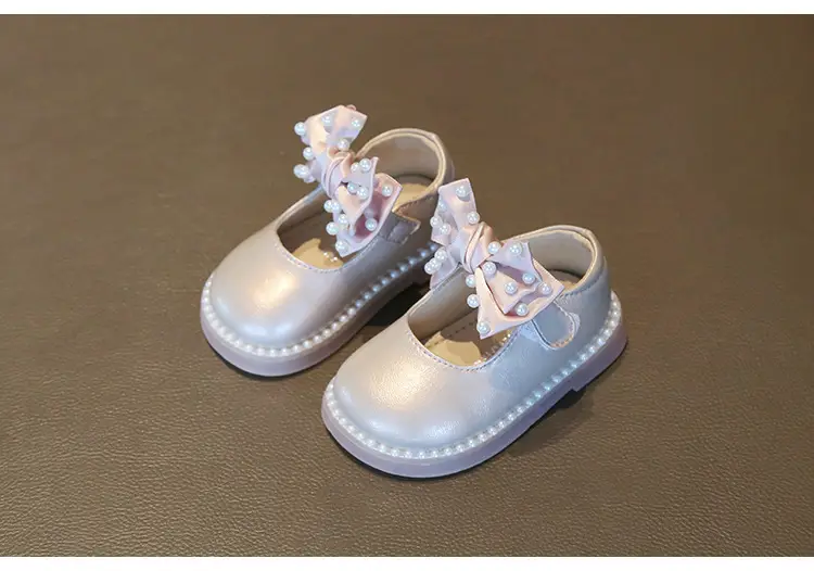 Princess Baby Shoes White Bow Soft Sole One Year Old — feature 4