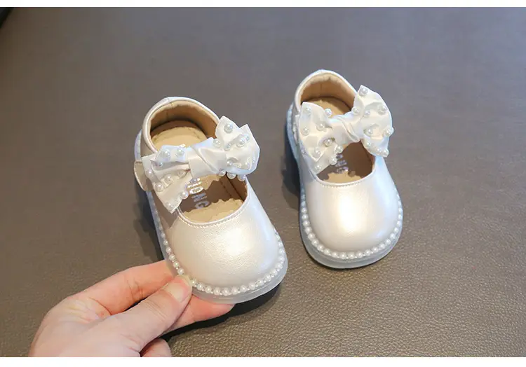 Princess Baby Shoes White Bow Soft Sole One Year Old — feature 9