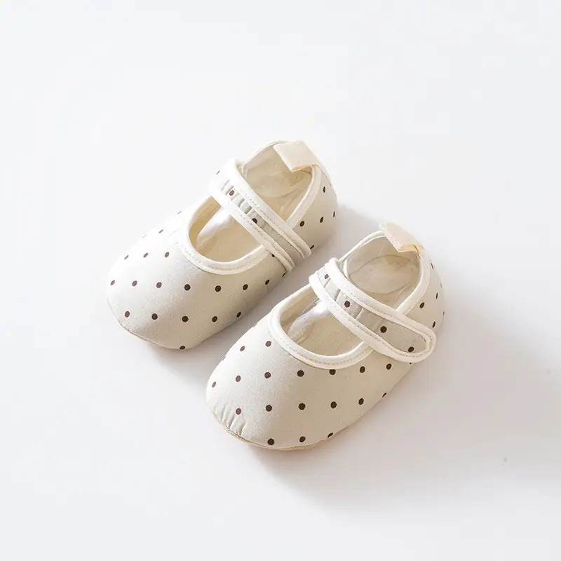 Baby Slip-On Shoes White Polka Dot Soft Soled