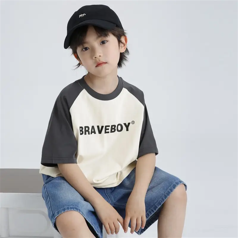 Haima Boys Raglan Sleeve Summer T-Shirt White Black - Image 2