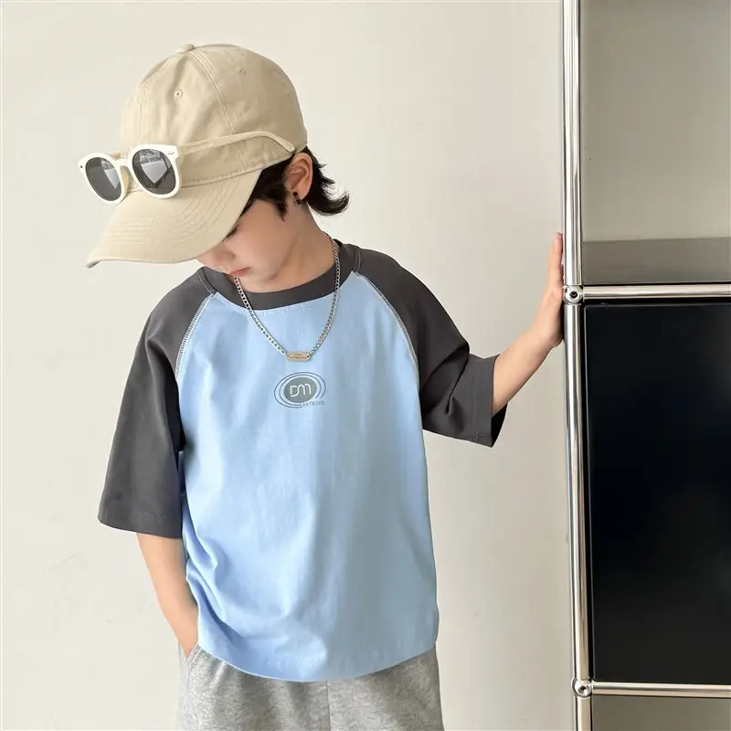 Haima Boys Raglan Sleeve Summer T-Shirt White Black - Image 4
