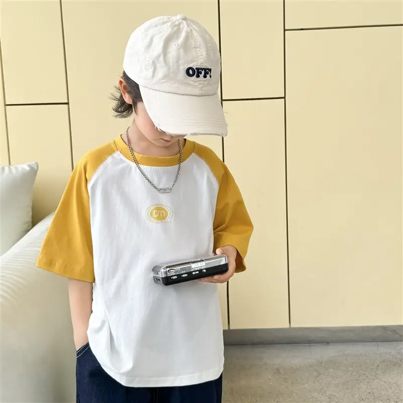 Haima Boys Raglan Sleeve Summer T-Shirt White Black - Image 5