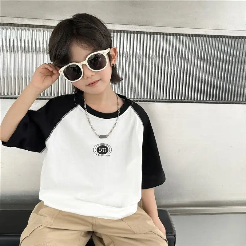Haima Boys Raglan Sleeve Summer T-Shirt White Black - Image 6