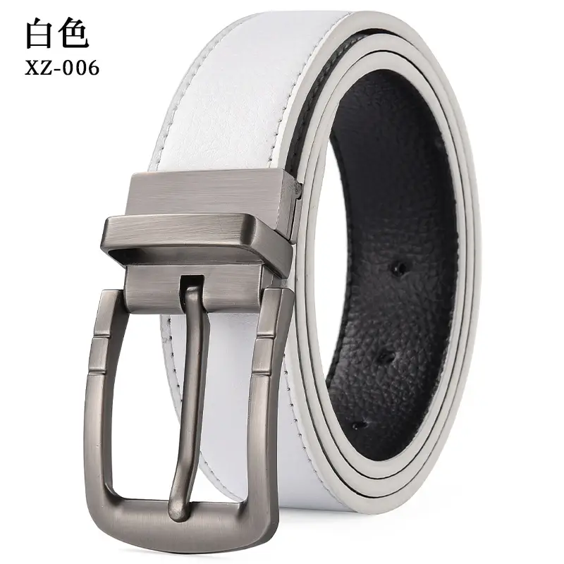 Men's Black Leather Belt with Silver Buckle - Image 11