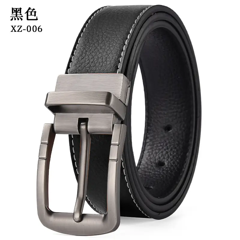 Men's Black Leather Belt with Silver Buckle - Image 13