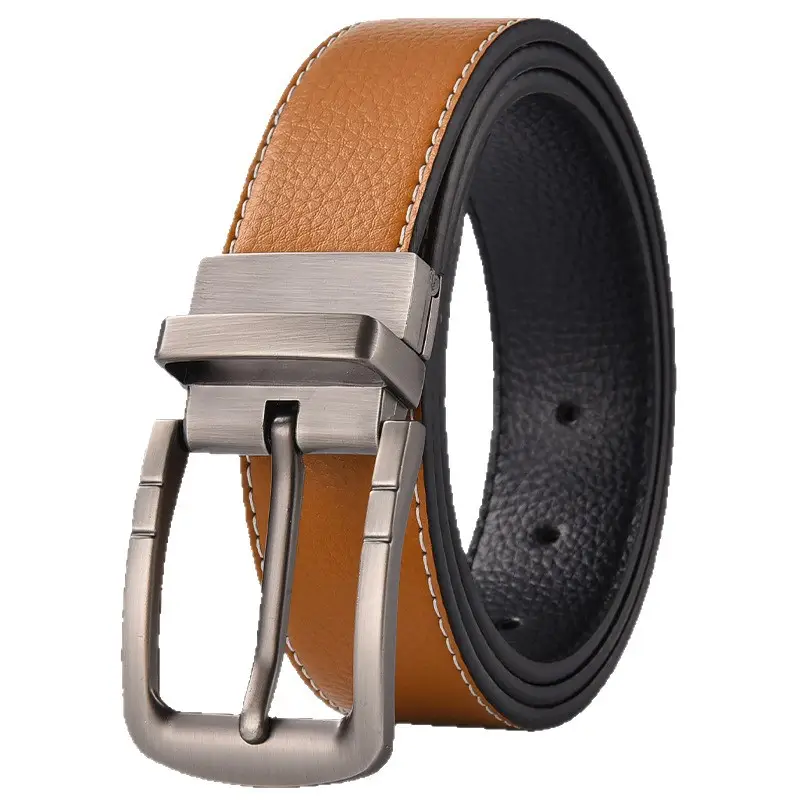 Men's Black Leather Belt with Silver Buckle - Image 14