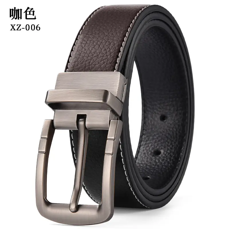 Men's Black Leather Belt with Silver Buckle — feature 11