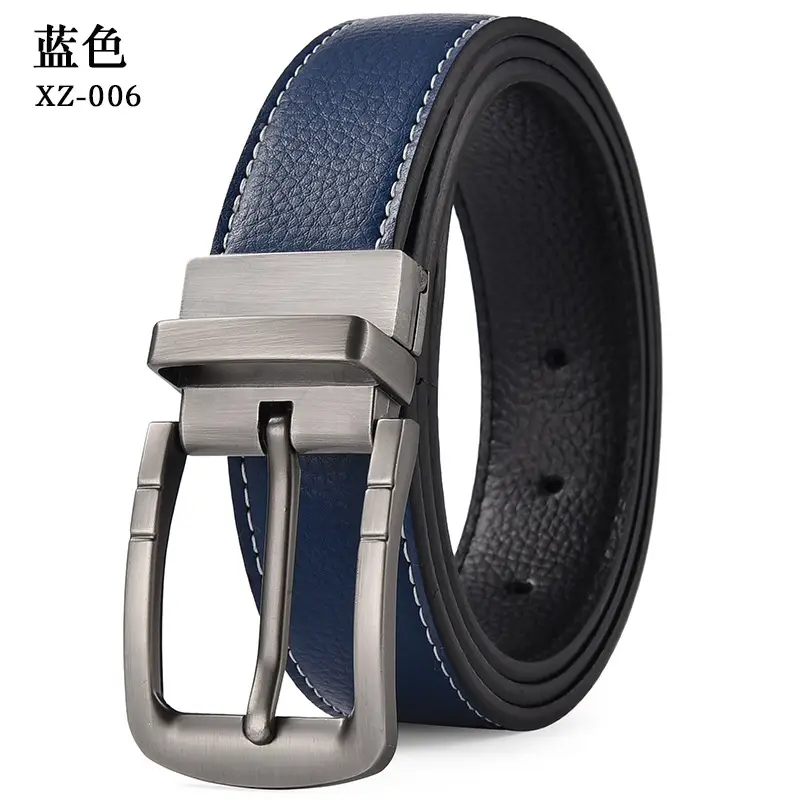 Men's Black Leather Belt with Silver Buckle — feature 12
