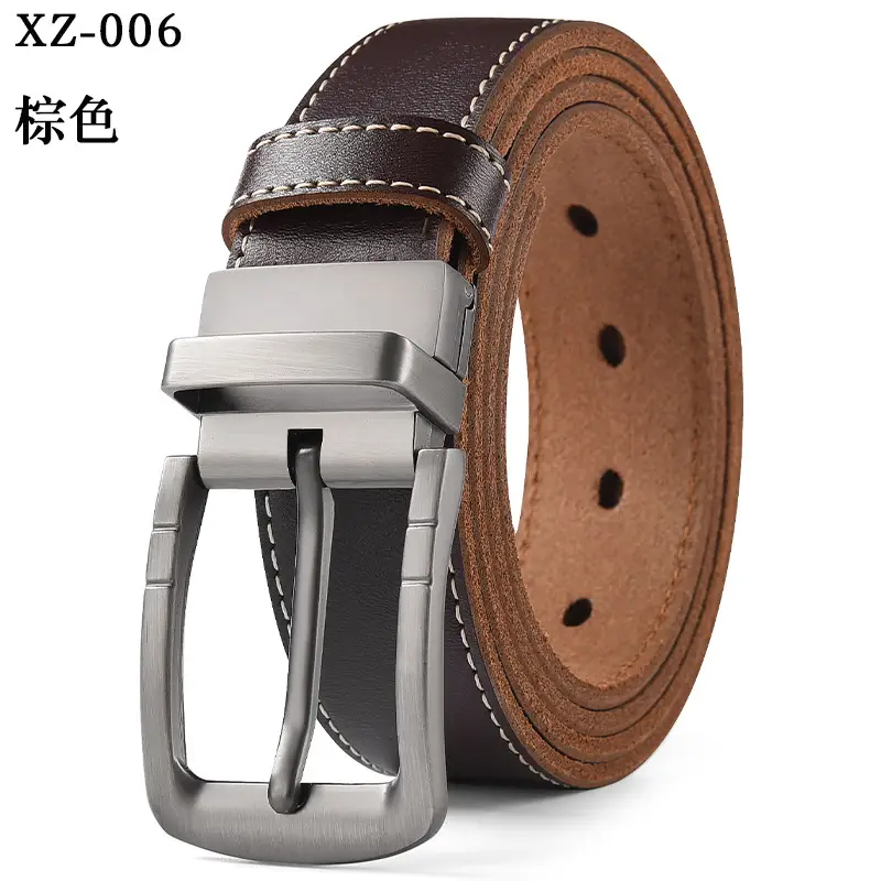 Men's Black Leather Belt with Silver Buckle - Image 9