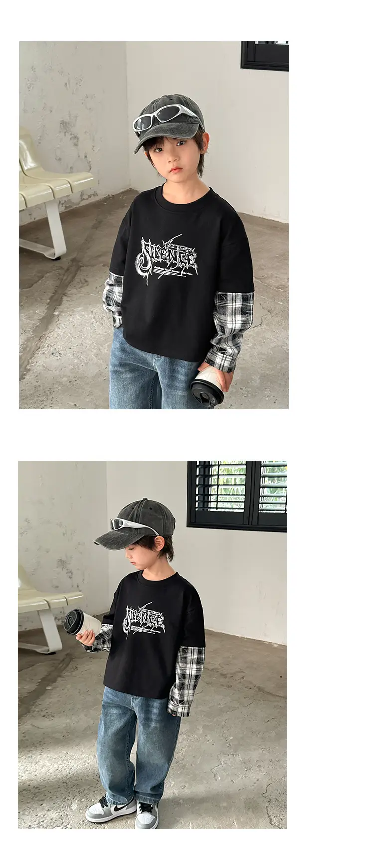 Boys Spring Clothing Fake Two-Piece T-Shirt Korean Style — feature 10