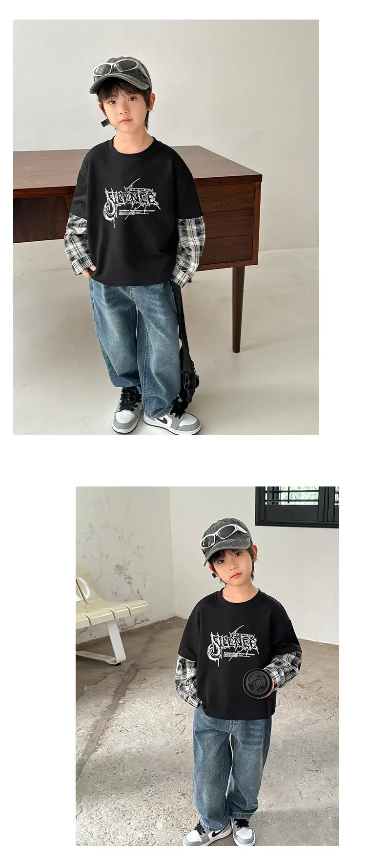 Boys Spring Clothing Fake Two-Piece T-Shirt Korean Style — feature 11