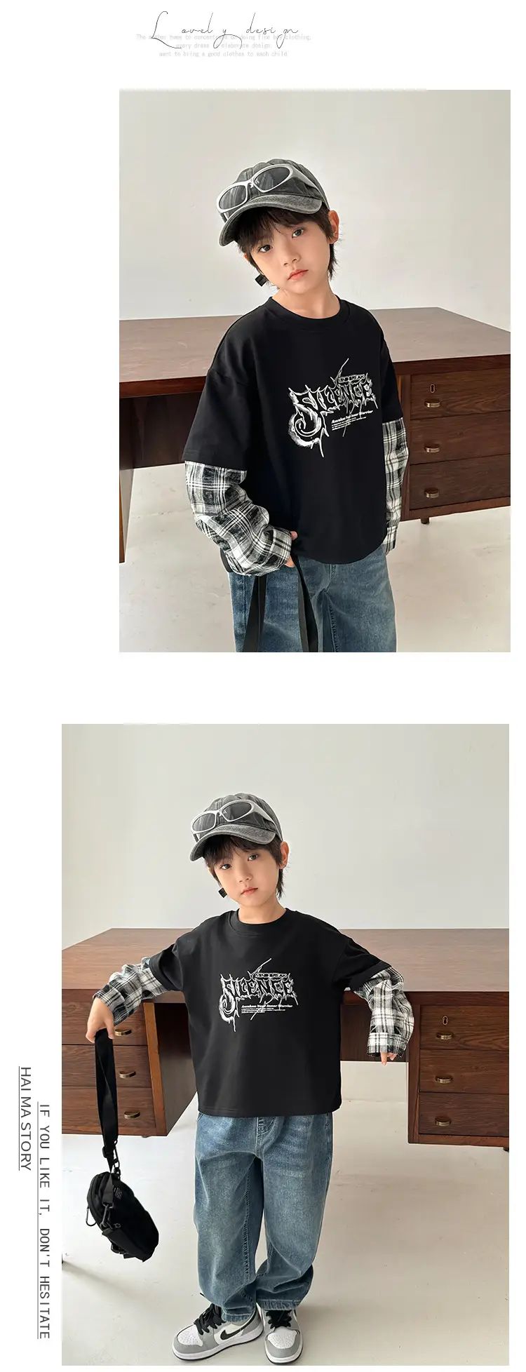 Boys Spring Clothing Fake Two-Piece T-Shirt Korean Style — feature 7