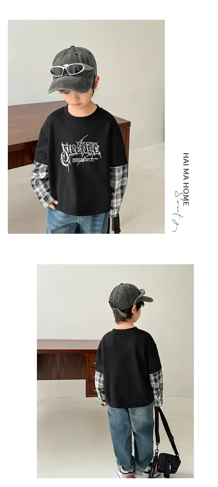Boys Spring Clothing Fake Two-Piece T-Shirt Korean Style — feature 9