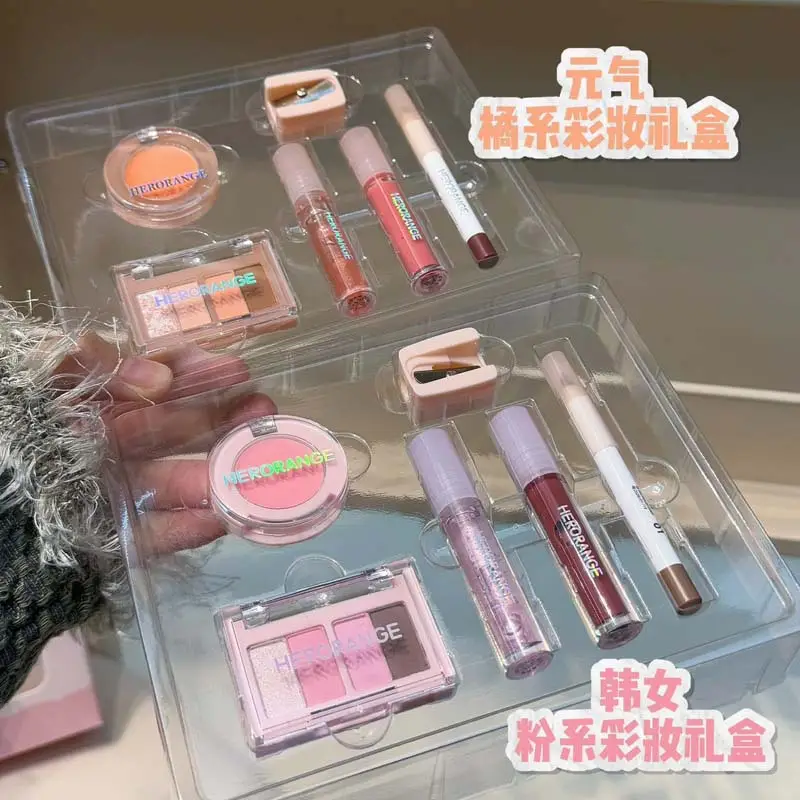 Herorange Mini Makeup Set Matte Blush Eyeshadow Palette Lip Glaze Eyeliner