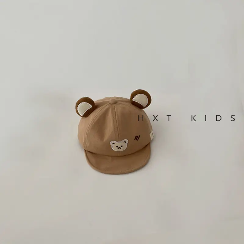 Baby Bear Embroidered Cap Spring Brown Beige - Image 2