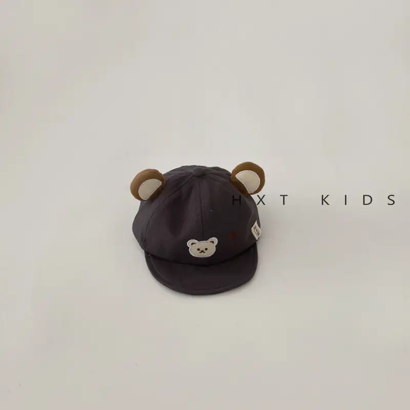 Baby Bear Embroidered Cap Spring Brown Beige - Image 3