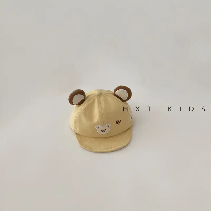 Baby Bear Embroidered Cap Spring Brown Beige - Image 4