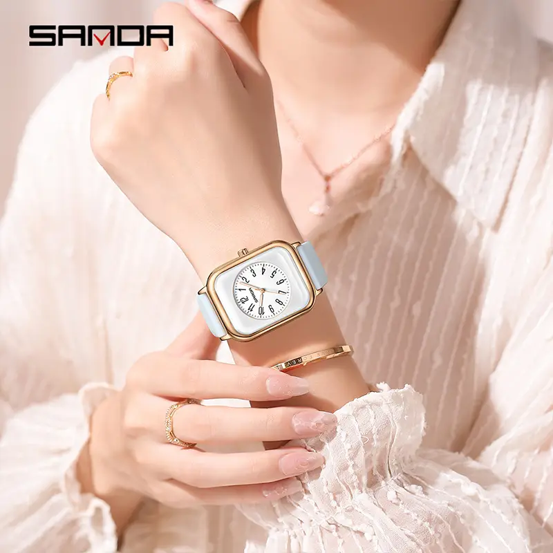 Sanda Women's Brown Silicone Square Watch Waterproof Quartz - Image 8