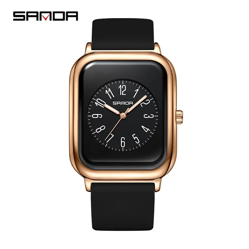 Sanda Women's Brown Silicone Square Watch Waterproof Quartz - Image 4