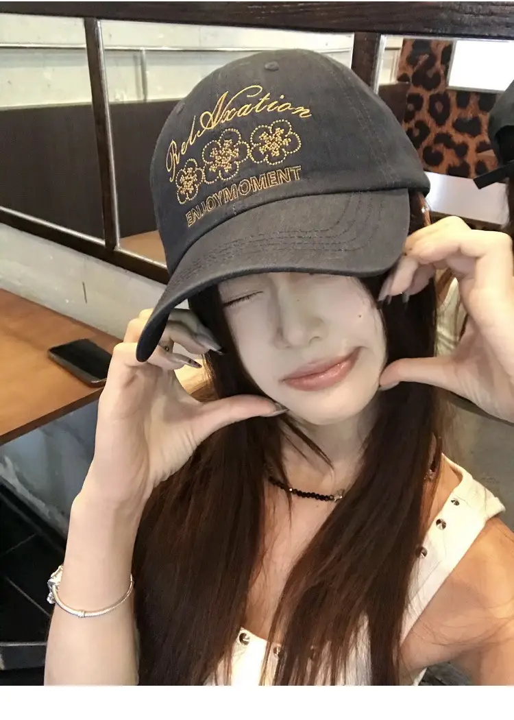 Retro Embroidered Flower Cap Women Spring Summer Casual — feature 10