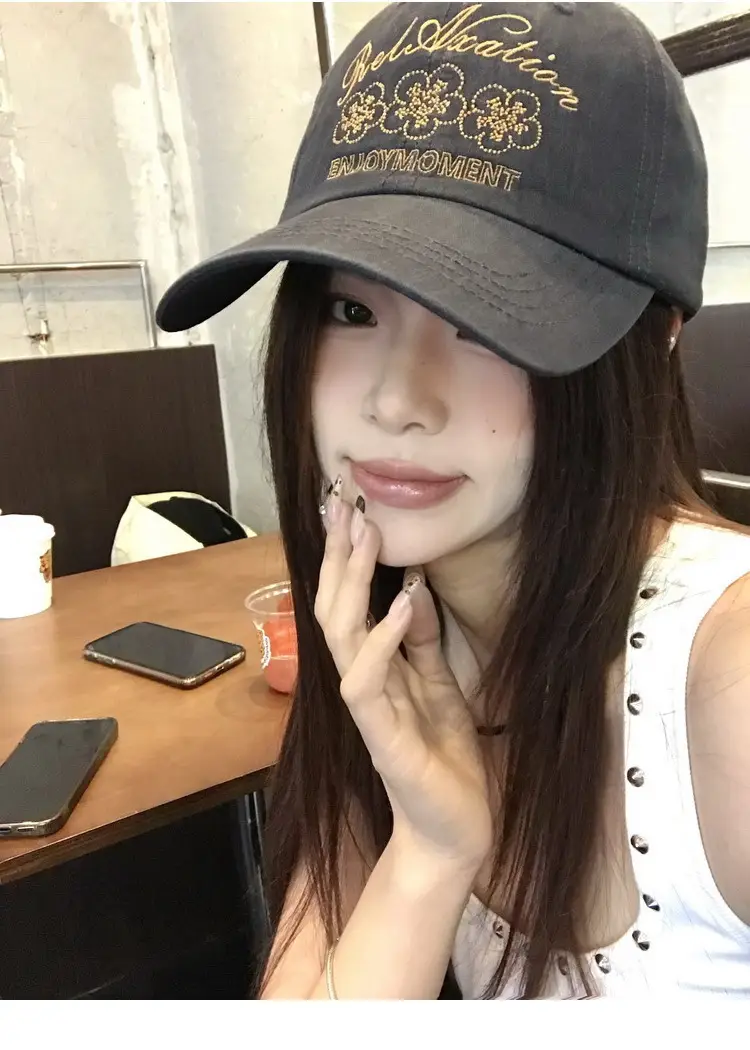 Retro Embroidered Flower Cap Women Spring Summer Casual — feature 9