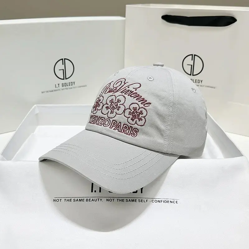 Retro Embroidered Flower Cap Women Spring Summer Casual