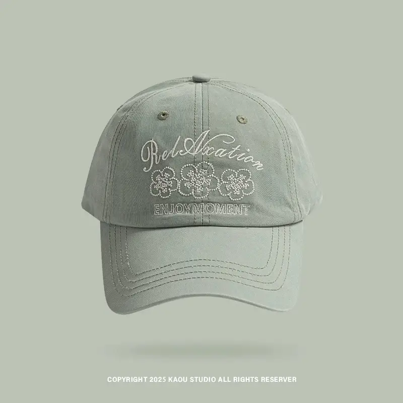 Retro Embroidered Flower Cap Women Spring Summer Casual