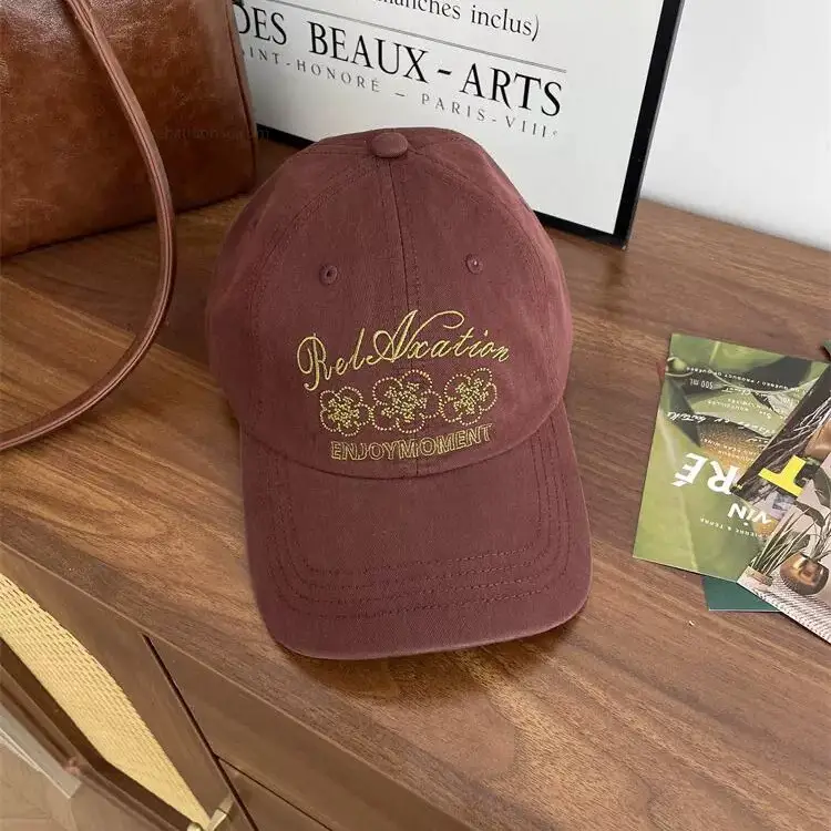 Retro Embroidered Flower Cap Women Spring Summer Casual