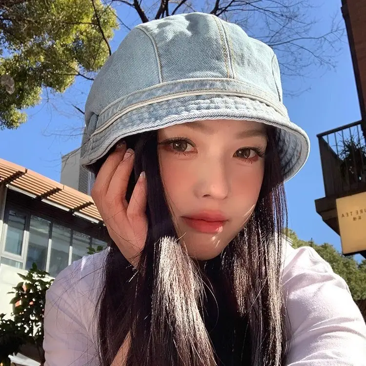 Women Japanese Retro Denim Bucket Hat Small Head Circumference Duckbill Cap - Image 4
