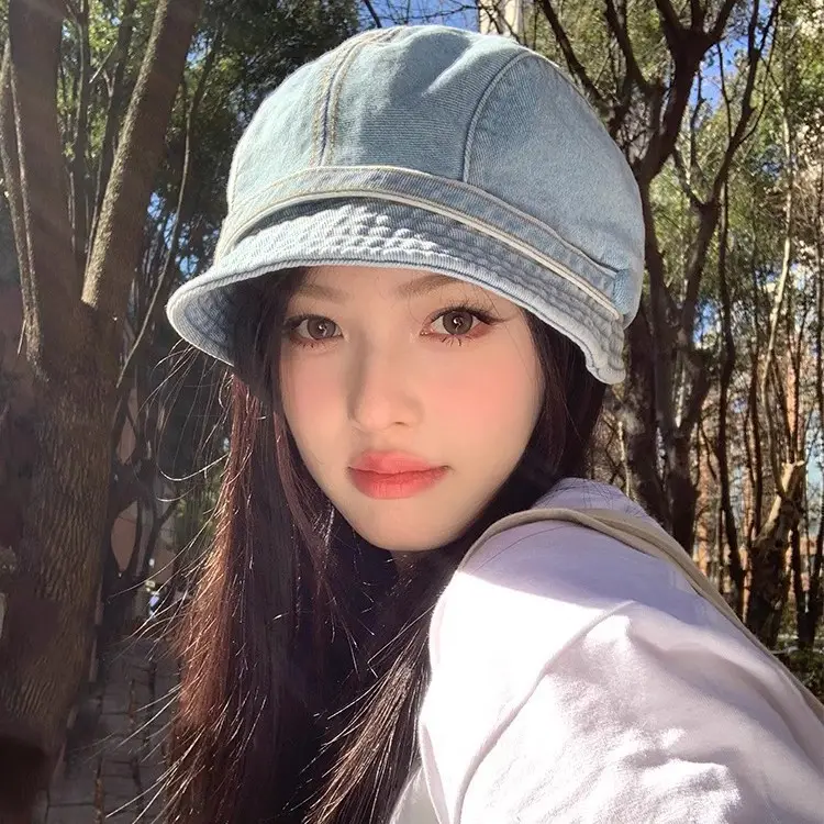 Women Japanese Retro Denim Bucket Hat Small Head Circumference Duckbill Cap - Image 5
