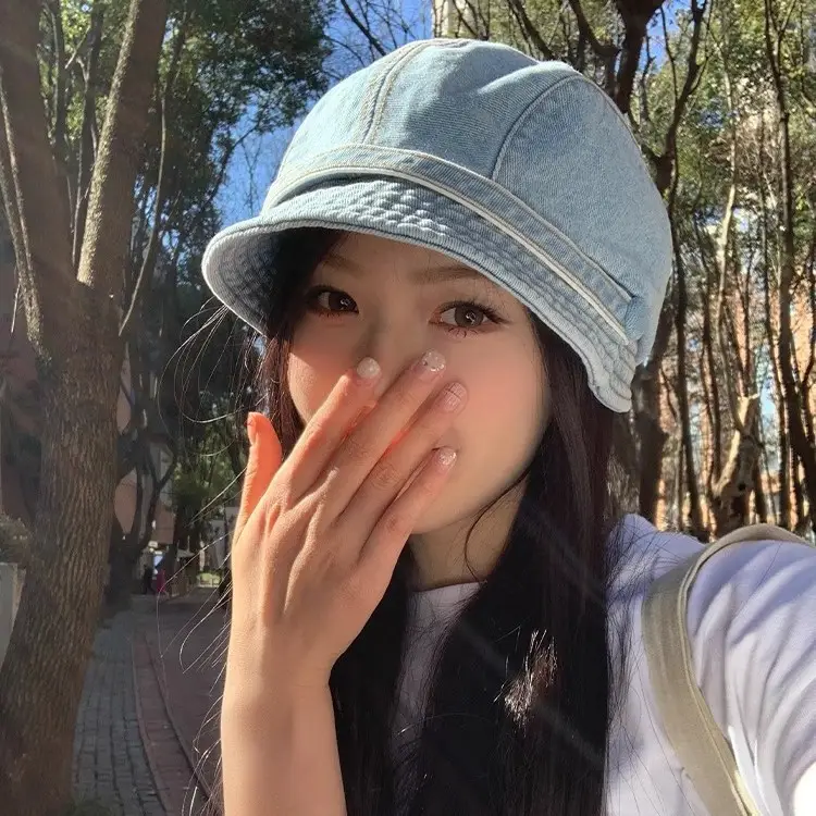 Women Japanese Retro Denim Bucket Hat Small Head Circumference Duckbill Cap - Image 6