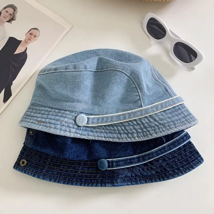 Women Japanese Retro Denim Bucket Hat Small Head Circumference Duckbill Cap - Image 7