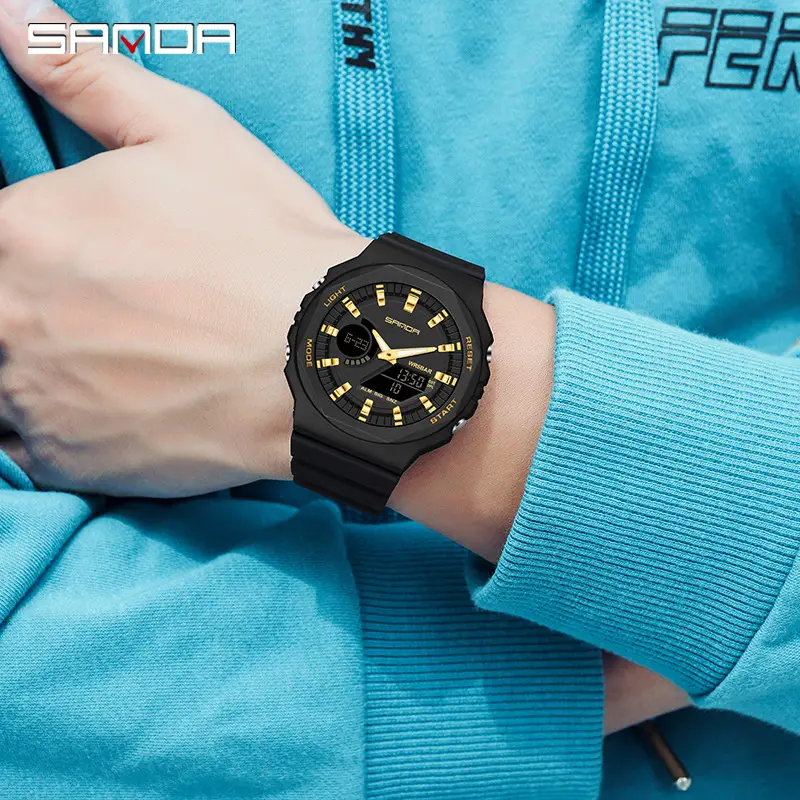 Sanda Black Digital Chronograph Watch for Men Women - Image 20