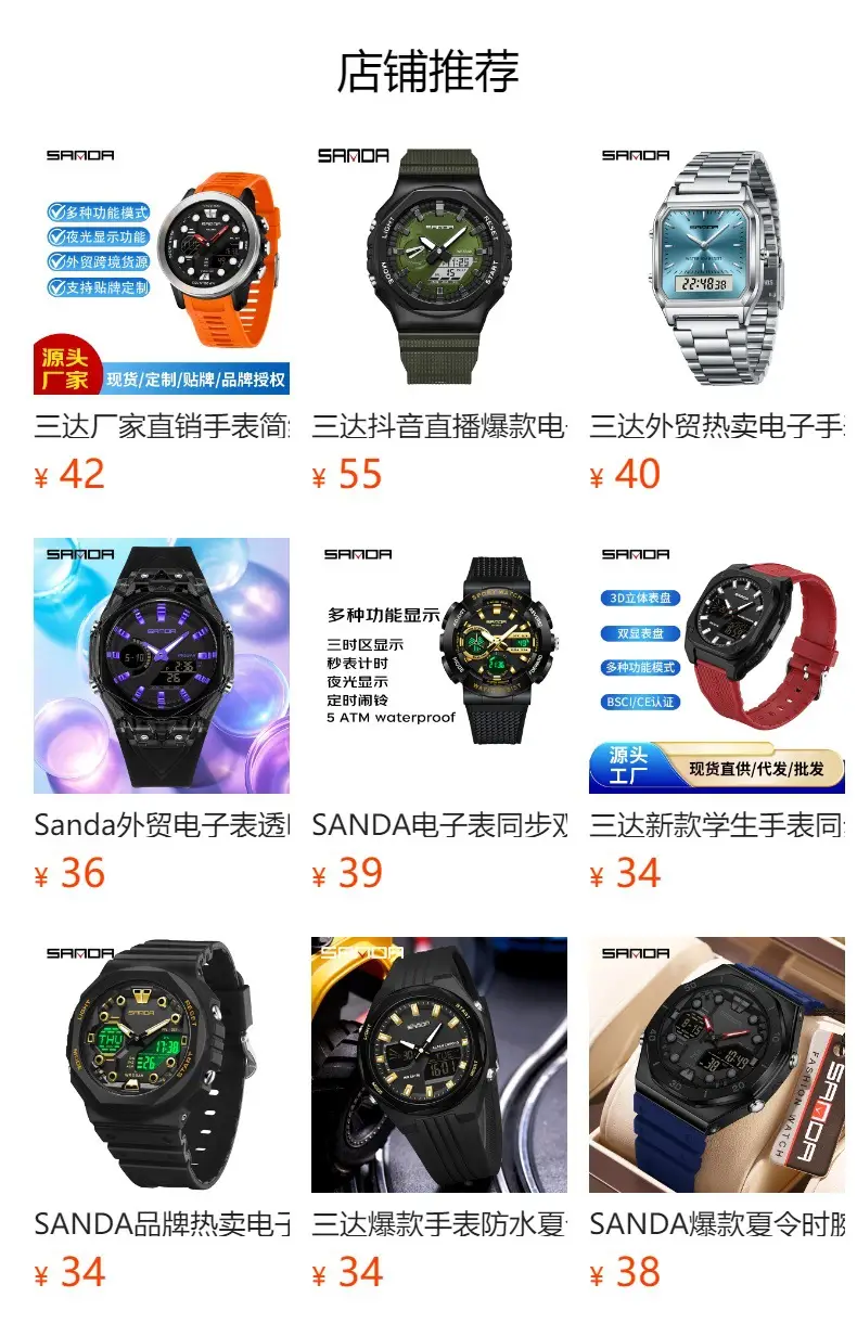 Sanda Black Digital Chronograph Watch for Men Women — feature 1
