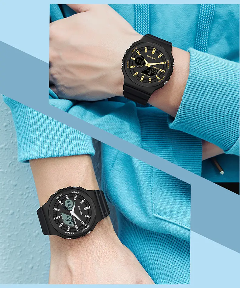 Sanda Black Digital Chronograph Watch for Men Women — feature 39