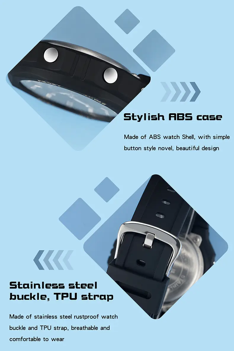 Sanda Black Digital Chronograph Watch for Men Women — feature 46
