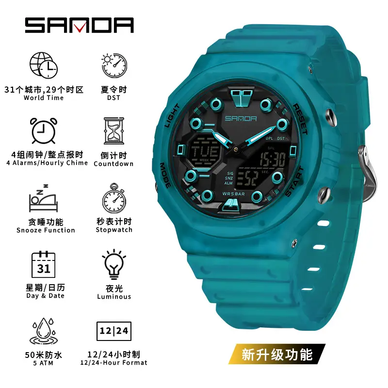 Sanda Black Digital Chronograph Watch for Men Women - Image 10