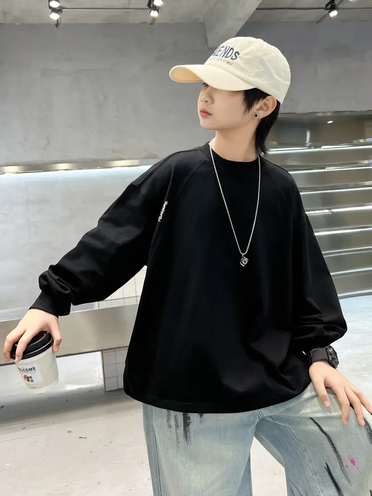 Boys Long Sleeve T-Shirt Black 2026 Spring Top - Image 4