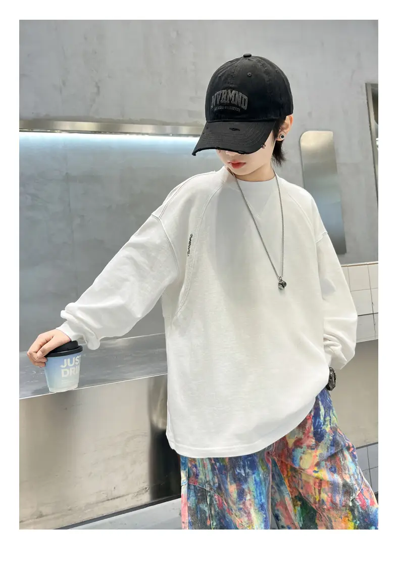 Boys Long Sleeve T-Shirt Black 2026 Spring Top — feature 13